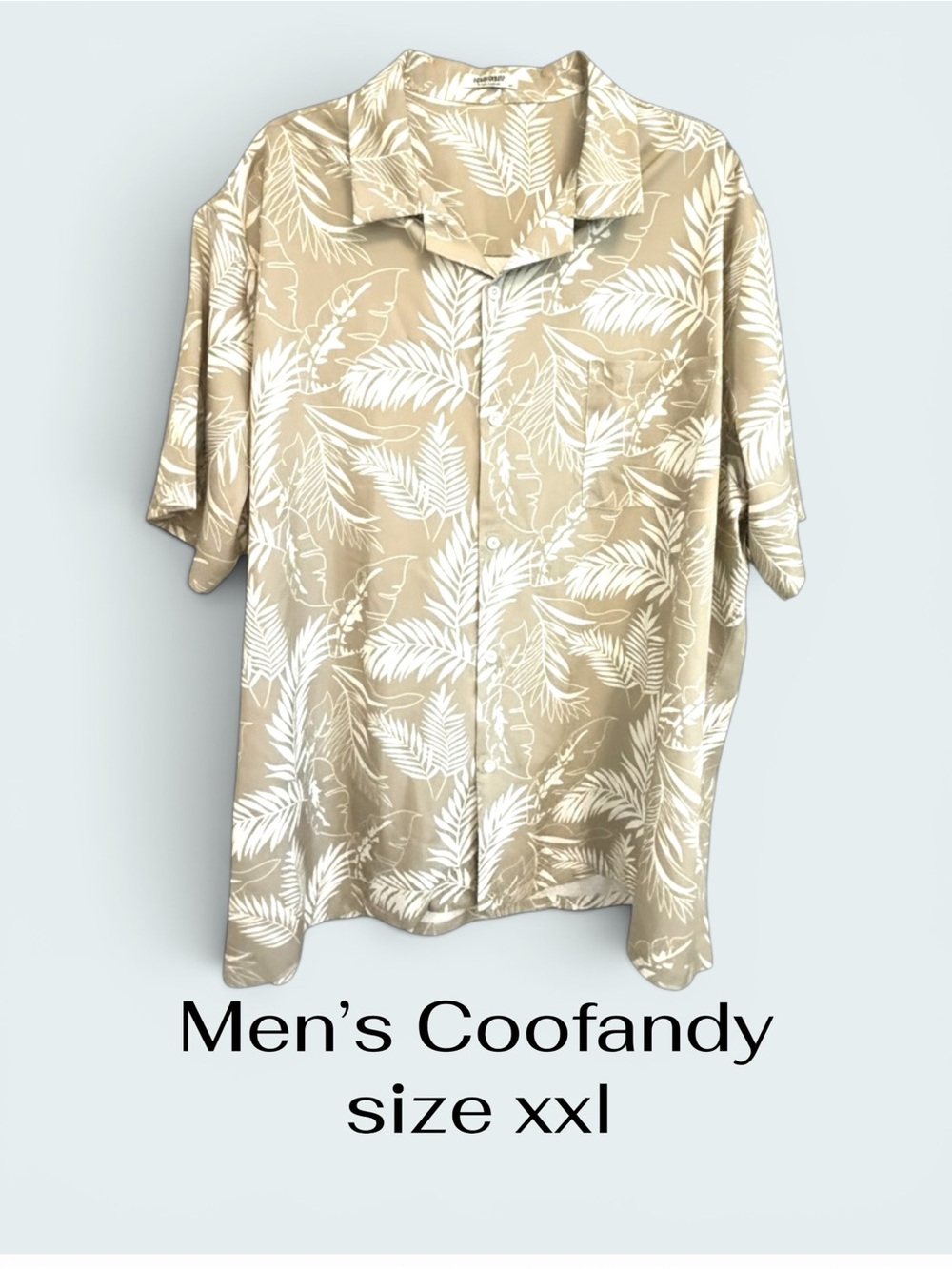 Men's green and white Tropical Button-Up Shirt - XXL